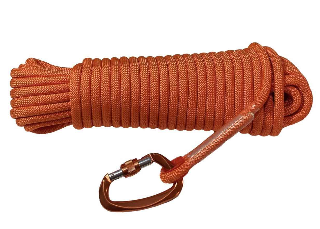 High-Strength Magnet Fishing Rope with Carabiner 10mm Ultra Kratos Orange Rope (100 ft)